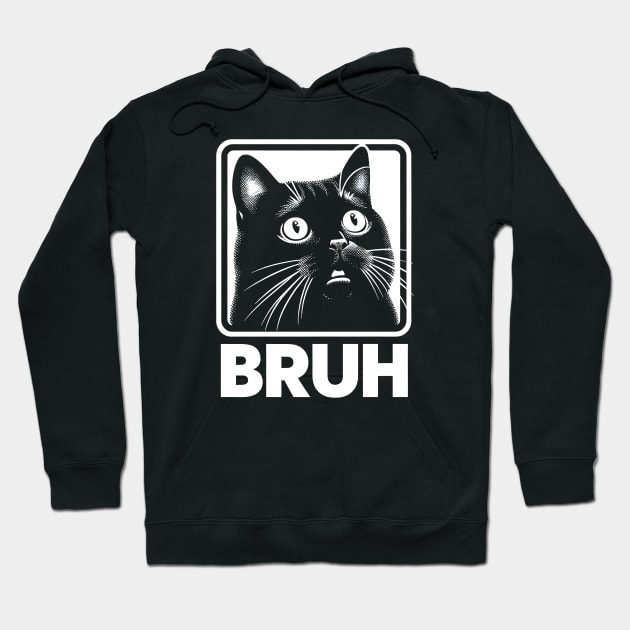 Bruh Funny Meme Cat Hoodie by FreshIdea8